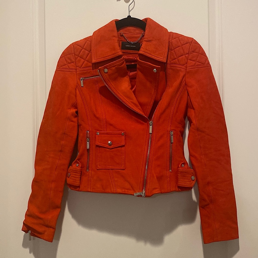 Karen Millen red suede leather jacket